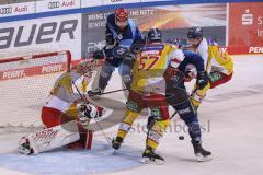 DEL - Eishockey - ERC Ingolstadt - Düsseldorfer EG - Brandon DeFazio (24 ERC) Tobias Eder (20 DEG) Torwart Hendrik Hane (32 DG) Bernhard Ebner (67 DEG)