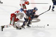 Im Bild: Carter Proft (#15 DEG) Samuel Soramies (#28 ERCI)

