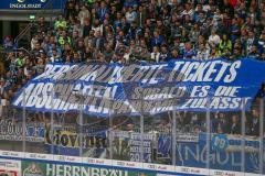 Penny DEL - Eishockey - Saison 2021/22 - ERC Ingolstadt - Grizzlys Wolfsburg - Fankurve - Fans - Banner - Choreo - Plakat -  Foto: Jürgen Meyer