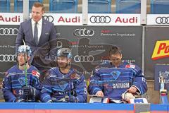 Penny DEL - Eishockey - Saison 2021/22 - ERC Ingolstadt - Adler Mannheim - Tim Regan (Co-Trainer ERCI) - Mathew Bodie (#22 ERCI) - Colton Jobke (#7 ERCI) - Danny Taylor Torwart (#70 ERCI) -  Foto: Meyer Jürgen