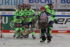 DEL - Eishockey - Saison 2020/21 - ERC Ingolstadt - Nürnberg Ice Tigers - 1:0 Führungstreffer durch Petrus Palmu (#52 ERCI) - jubel - Ilya Sharipov Torwart (43 Nürnberg) - Foto: Jürgen Meyer