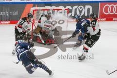 Penny DEL - Eishockey - Saison 2021/22 - ERC Ingolstadt - Kölner Haie - Mathew Bodie (#22 ERCI) - Justin Pogge Torwart (#49 Köln) - Frederik Storm (#9 ERCI) - Marcel Barinka (#71 Köln) -  Foto: Stefan Bösl