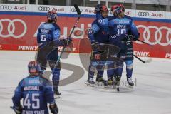 DEL - Eishockey - Saison 2020/21 - ERC Ingolstadt - Augsburger Panther - Der 1:0 Führungstreffer durch Tim Wohlgemuth (#33 ERCI) - Mirko Höfflin (#10 ERCI) -  - jubel - Foto: Jürgen Meyer