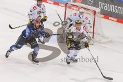 DEL - Eishockey - Saison 2020/21 - ERC Ingolstadt - Krefeld Pinguine - Frederik Storm (#9 ERCI) - Martin Karsums (15 Krefeld) - Foto: Jürgen Meyer