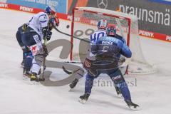 DEL - Eishockey - Saison 2020/21 - ERC Ingolstadt - Schwenninger Wild Wings - Michael Garteig Torwart (#34 ERCI) - Fabio Wagner (#5 ERCI) - Morgan Ellis (#4 ERCI) - Darin Olver (#40 Schwenningen) - Foto: Jürgen Meyer