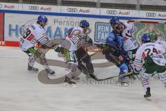 DEL - Eishockey - Saison 2020/21 - ERC Ingolstadt - Augsburger Panther - Ryan Kuffner (#12 ERCI) - Oliver Roy Torwart (#31 Augsburg) - Petrus Palmu (#52 ERCI) - Foto: Jürgen Meyer