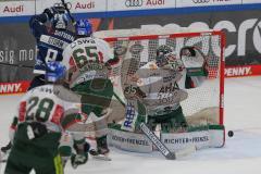 Penny DEL - Eishockey - Saison 2021/22 - ERC Ingolstadt - Augsburger Panther -  Der 2:0 Führungstreffer durch Frederik Storm (#9 ERCI)  - jubel - Markus Keller Torwart (#35 Augsburg) - Niklas Länger (#65 Augsburg) - Foto: Stefan Bösl