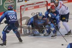 DEL - Eishockey - Saison 2020/21 - ERC Ingolstadt - EHC Red Bull München - Michael Garteig Torwart (#34 ERCI) - Mirko Höfflin (#10 ERCI) - Philip Gogulla (#87 München) - Tim Wohlgemuth (#33 ERCI) - Andrew Macwilliam (#2 München) - Foto: Jürgen Meyer