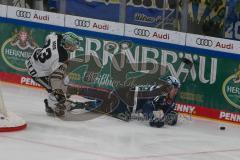 Penny DEL - Eishockey - Saison 2021/22 - ERC Ingolstadt - Krefeld Pinguine - Philipp Mass (#83 Krefeld) - Louis-Marc Aubry (#11 ERCI) -  Foto: Jürgen Meyer