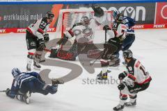 Penny DEL - Eishockey - Saison 2021/22 - ERC Ingolstadt - Kölner Haie - Mathew Bodie (#22 ERCI) - Justin Pogge Torwart (#49 Köln) - Frederik Storm (#9 ERCI) - Marcel Barinka (#71 Köln) -  Foto: Stefan Bösl