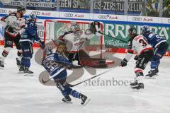 Penny DEL - Eishockey - Saison 2021/22 - ERC Ingolstadt - Kölner Haie - Chris Bourque (#77 ERCI) - Justin Pogge Torwart (#49 Köln) - David Warsofsky (#55 ERCI) -  Foto: Stefan Bösl