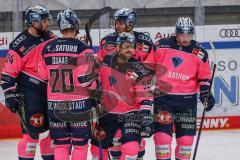 DEL - ERC Ingolstadt - Nürnberg Ice Tigers; Tor Jubel Treffer 2:0, David Warsofsky (55 - ERC) mit Brandon DeFazio (24 - ERC) Emil Quaas (20 - ERC) Frederik Storm (9 - ERC) Colton Jobke (7 - ERC)