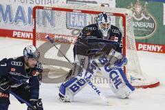 Im Bild: Colton Jobke (#7 ERCI) Kevin Reich Torwart (#35 ERCI)

