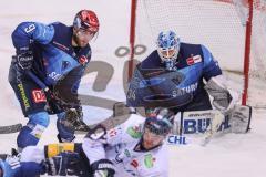 DEL - ERC Ingolstadt - Eisbären Berlin - Playoffs HF - Frederik Storm (9 ERC) Torwart Michael Garteig (34 ERC) hüten das Tor