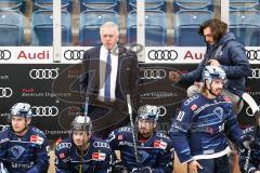 Im Bild: Doug Shedden (Cheftrainer ERCI) Enrico Henriquez-Morales (#52 ERCI) Wayne Simpson (#21 ERCI) Chris Bourque (#77 ERCI) Mirko Höfflin (#10 ERCI) und Florian Scheurer (Physio)

