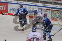 DEL - Eishockey - Saison 2020/21 - ERC Ingolstadt - Augsburger Panther - Der 1:0 Führungstreffer durch Tim Wohlgemuth (#33 ERCI) - Oliver Roy Torwart (#31 Augsburg) - jubel - Foto: Jürgen Meyer