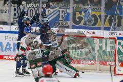 Penny DEL - Eishockey - Saison 2021/22 - ERC Ingolstadt - Augsburger Panther - Der 3:0 Führungstreffer durch Frederik Storm (#9 ERCI) - jubel -  Markus Keller Torwart (#35 Augsburg) - Dennis Miller (#52 Augsburg) - Brandon Defazio (#24 ERCI) - Frederik St