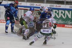 DEL - Eishockey - Saison 2020/21 - ERC Ingolstadt - Augsburger Panther - Petrus Palmu (#52 ERCI) - Markus Keller Torwart (#35 Augsburg) - Fabio Wagner (#5 ERCI) - Steffen Tölzer (#13 Augsburg) - Foto: Jürgen Meyer
