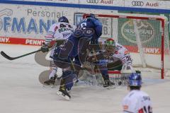 DEL - Eishockey - Saison 2020/21 - ERC Ingolstadt - Augsburger Panther - Ryan Kuffner (#12 ERCI) - Oliver Roy Torwart (#31 Augsburg) - Foto: Jürgen Meyer