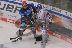 DEL - Eishockey - Saison 2020/21 - ERC Ingolstadt - Augsburger Panther - Morgan Ellis (#4 ERCI) - David Stieler (#21 Augsburg) - Foto: Jürgen Meyer