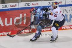 DEL - Eishockey - Saison 2020/21 - ERC Ingolstadt - EHC Red Bull München - Enrico Henriquez-Morales(#90 ERCI)  - Mark Voakes (#49 München) - Foto: Jürgen Meyer