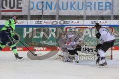 DEL - Eishockey - Saison 2020/21 - ERC Ingolstadt - Nürnberg Ice Tigers  - Brandon Defazio (#24 ERCI) - Niklas Treutle Torwart (#31 Nürnberg) - Foto: Jürgen Meyer