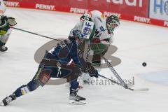 Penny DEL - Eishockey - Saison 2021/22 - ERC Ingolstadt - Augsburger Panther - Markus Keller Torwart (#35 Augsburg) -  Wojciech Stachowiak (#19 ERCI) -Foto: Stefan Bösl