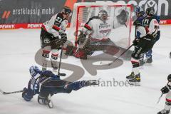 Penny DEL - Eishockey - Saison 2021/22 - ERC Ingolstadt - Kölner Haie - Mathew Bodie (#22 ERCI) - Justin Pogge Torwart (#49 Köln) - Frederik Storm (#9 ERCI) - Marcel Barinka (#71 Köln) -  Foto: Stefan Bösl