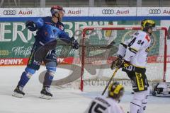 DEL - Eishockey - Saison 2020/21 - ERC Ingolstadt - Krefeld Pinguine - Der 2:1 Führungstreffer durch Daniel Pietta (#86 ERCI) - Nikita Quapp Torwart (#3 Krefeld) - jubel - Foto: Jürgen Meyer