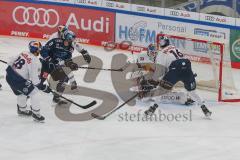 Penny DEL - Eishockey - Saison 2021/22 - ERC Ingolstadt - Red Bull München -  Frederik Storm (#9 ERCI) - Danny aus den Birken Torwart (#33 München) - Konrad Abeltshauser (#16 München) - Foto: Jürgen Meyer