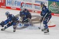 Penny DEL - Eishockey - Saison 2021/22 - ERC Ingolstadt - Kölner Haie - Karri Rämö Torwart (#31 ERCI) - David Warsofsky (#55 ERCI) - Louis Brune (#50 ERCI) -  Foto: Stefan Bösl