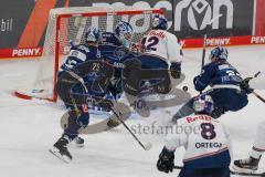 Penny DEL - Eishockey - Saison 2021/22 - ERC Ingolstadt - EHC Red Bull München - Kevin Reich Torwart (#35 ERCI) - Yasin Ehliz (#42 München) - Mathew Bodie (#22 ERCI) -  Foto: Jürgen Meyer