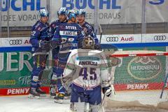 Penny DEL - Eishockey - Saison 2021/22 - ERC Ingolstadt - Eisbären Berlin -  Der 1:2 Anschlusstreffer durch Jerome Flaake (#90 ERCI) - Torwart Tobias Ancicka (Nr.45 - Eisbären Berlin) - jubel - Foto: Jürgen Meyer