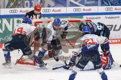 DEL; Playoffs; ERC Ingolstadt - Adler Mannheim; Halbfinale; Torchance Torwart Hawryluk Lucien (30) Marko Friedrich (67 ERC) Mirko Höfflin (10 - ERC) Korbinian Holzer (Nr.4 - Adler) 
