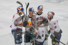 Penny DEL - Eishockey - Saison 2021/22 - ERC Ingolstadt - Red Bull München - Der 0:3 Führungstreffer durch Ben Street (#9 München) - Konrad Abeltshauser (#16 München) - Austin Ortega (#8 München) - Ben Street (#9 München) - Foto: Jürgen Meyer