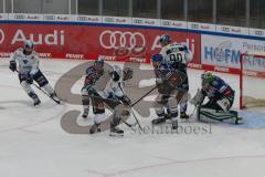 DEL - Vorbereitungsspiel - Saison 2021/22 - ERC Ingolstadt - Rytiri Kladno - FJerome Flaake (#90 ERCI) - Bow Landon Torwart (#29 Rytiri Kladno) - Justin Feser (#71 ERCI) - oto: Jürgen Meyer