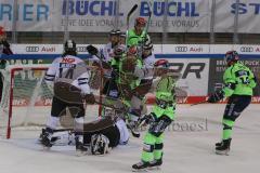 DEL - Eishockey - Saison 2020/21 - ERC Ingolstadt - Nürnberg Ice Tigers  - Niklas Treutle Torwart (#31 Nürnberg) - Petrus Palmu (#52 ERCI) - Mathew Bodie (#22 ERCI) - Ryan Kuffner (#12 ERCI) -  Foto: Jürgen Meyer