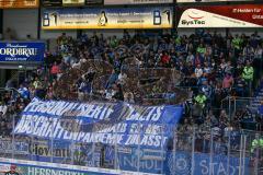 Penny DEL - Eishockey - Saison 2021/22 - ERC Ingolstadt - Krefeld Pinguine - Fans - Fankurve - Banner - Choreo - Corona -  Foto: Jürgen Meyer