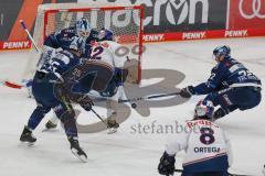 Penny DEL - Eishockey - Saison 2021/22 - ERC Ingolstadt - EHC Red Bull München - Kevin Reich Torwart (#35 ERCI) - Yasin Ehliz (#42 München) - Mathew Bodie (#22 ERCI) -  Foto: Jürgen Meyer