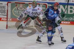 DEL - Eishockey - Saison 2020/21 - ERC Ingolstadt - Augsburger Panther - Enrico Henriquez-Morales(#90 ERCI)  - Oliver Roy Torwart (#31 Augsburg) - Foto: Jürgen Meyer