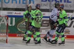 DEL - Eishockey - Saison 2020/21 - ERC Ingolstadt - Nürnberg Ice Tigers - 1:0 Führungstreffer durch Petrus Palmu (#52 ERCI) - jubel - Ilya Sharipov Torwart (43 Nürnberg) - Foto: Jürgen Meyer