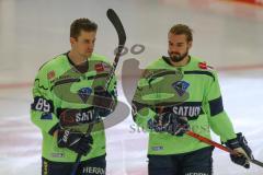 DEL - Eishockey - Saison 2020/21 - ERC Ingolstadt - Nürnberg Ice Tigers  - Hans Detsch (#89 ERCI) - Mirko Höfflin (#10 ERCI) - Foto: Jürgen Meyer