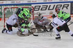 DEL - Eishockey - Saison 2020/21 - ERC Ingolstadt - Nürnberg Ice Tigers - Daniel Pietta (#86 ERCI) - Ilya Sharipov Torwart (43 Nürnberg) - Foto: Jürgen Meyer