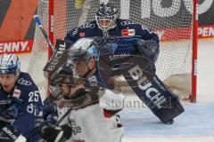 Penny DEL - Pre-Playoff - Spiel 2 - Eishockey - Saison 2021/22 - ERC Ingolstadt - Kölner Haie - Danny Taylor Torwart (#70 ERCI) im Fokus -  Foto: Jürgen Meyer