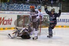 ERC-Ingolstadt gegen Iserlohn Roosters Jared Ross beim Torjubel Foto: Juergen Meyer