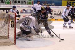 ERC-Ingolstadt gegen Hamburg Freezers Robert Sabolic schiesst sein 1. Tor Foto: Juergen Meyer