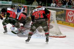 DEL - Kölner Haie - ERC Ingolstadt - Benedikt Kohl (#34 ERC Ingolstadt) mit dem 1:0 Führungstreffer - Danny aus den Birken Torwart Kölner Haie - James Johnson #10 Kölner Haie - Foto: Jürgen Meyer