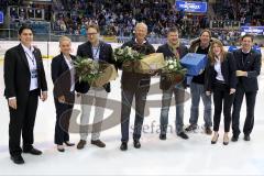 DEL - ERC Ingolstadt - Adler Mannheim - Von links nach rechts Neville Rautert - Sandra Groß - Olaf Bittner - Prof. Michael Wenzl - Dr. Stefan Triebel - Dr. Gernot Maiwald - Ricarda Senft - Claus Gröbner - Foto: Jürgen Meyer