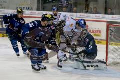 DEL - Eishockey - Saison 2015/2016 - ERC Ingolstadt - Augsburger Panther - Timo Pielmeier (#51 ERC Ingolstadt) - Patrick Köppchen (#55 ERC Ingolstadt) - Weiß Daniel Augsburg weis - Foto: Jürgen Meyer