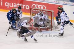 DEL - Eishockey - ERC Ingolstadt - Iserlohn Roosters - Saison 2016/2017 - Jean-Francois Jacques (#44 ERCI) - Pickard Chet (#34 Torwart Iderlohn) - Blank Boris (#42 Iserlohn) - Foto: Meyer Jürgen